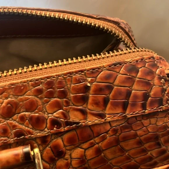 Vintage Brahmin crocodile embossed leather handbag shoulder bag small satchel - Picture 10 of 16